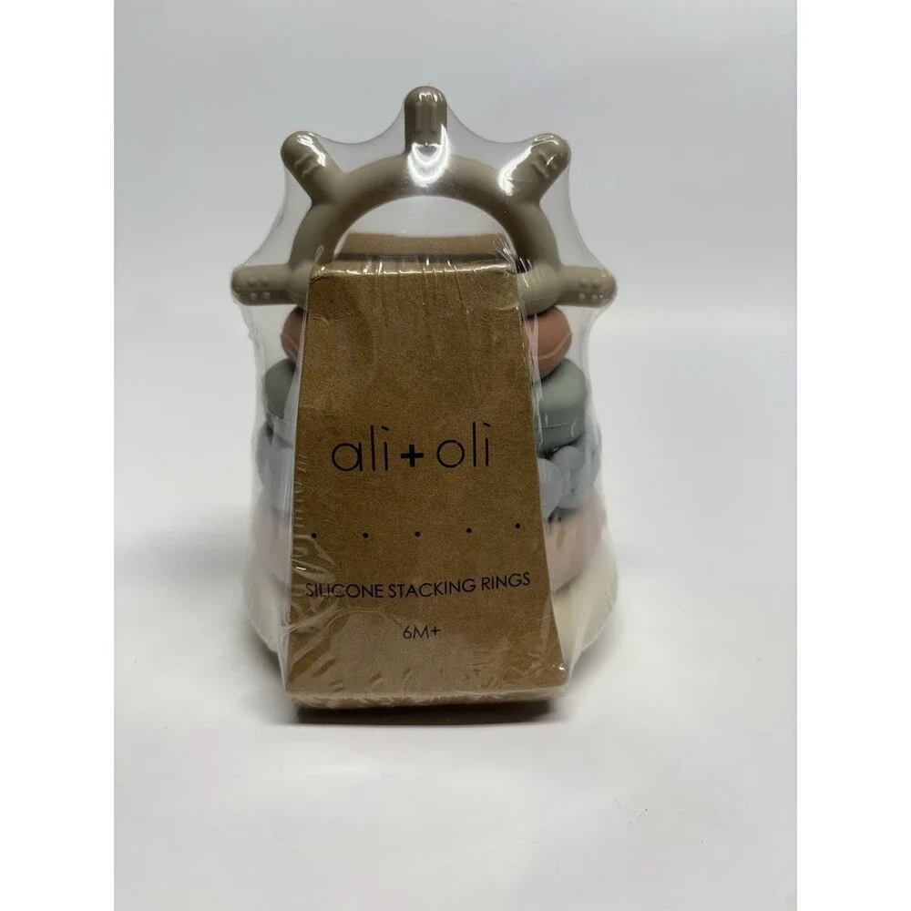Ali+Oli Silicone Baby Toy Bundle Stacking Rings & Teether NEW BPA Free